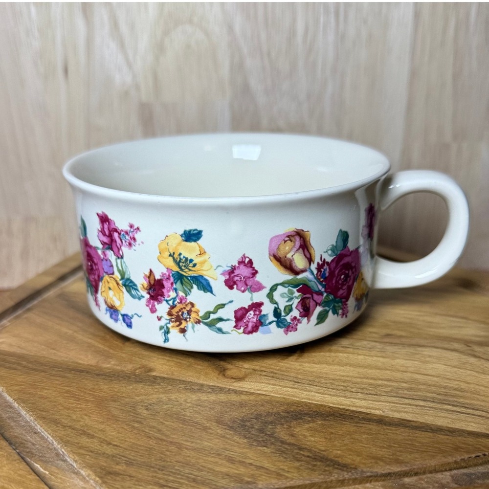 Potpourri Press Soup Mug Floral Roses Coffee Tea Cup 1988 Korea - Picture 2 of 3